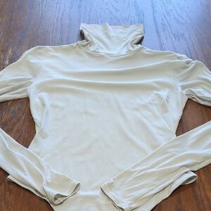 Cream Turtleneck Long Sleeve Top
